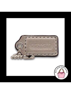 COACH HANG TAG Bag Charm Keychain Fob Shimmer Champagne Silver Nickel 1.5 Small